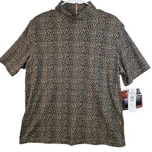 Koret Leopard Print High Neck Top XL mobwife gangstergirl glamorous italianglam